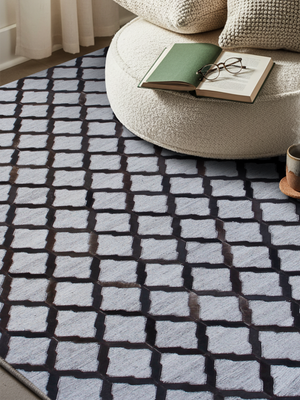Rafi Hide & Wool Geometric Rug - Brown