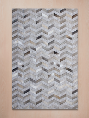 Aariz Hide & Wool Geometric Rug - Grey