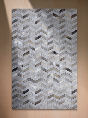 Aariz Hide & Wool Geometric Rug - Grey