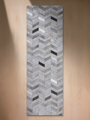 Aariz Hide & Wool Geometric Rug - Grey