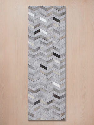 Aariz Hide & Wool Geometric Rug - Grey