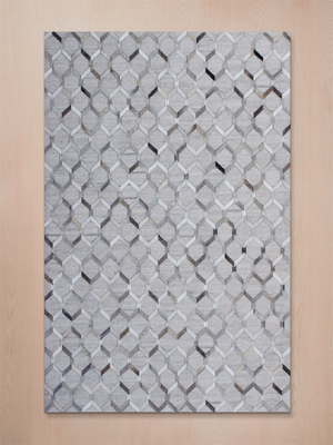 Rehaan Hide & Wool Geometric Rug - Grey