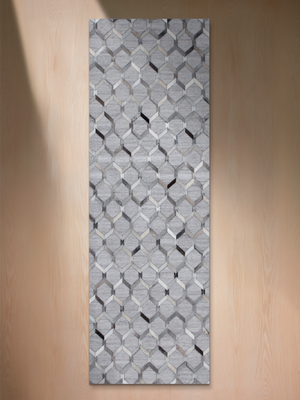 Rehaan Hide & Wool Geometric Rug - Grey