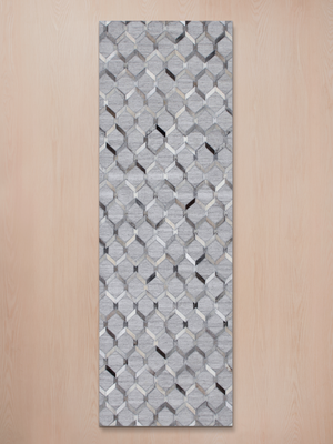 Rehaan Hide & Wool Geometric Rug - Grey