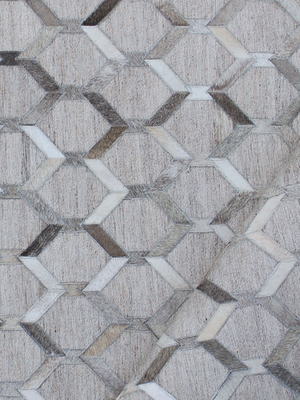 Rehaan Hide & Wool Geometric Rug - Grey