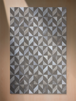 Luke Hide & Wool Geometric Rug - Grey