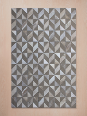 Luke Hide & Wool Geometric Rug - Grey