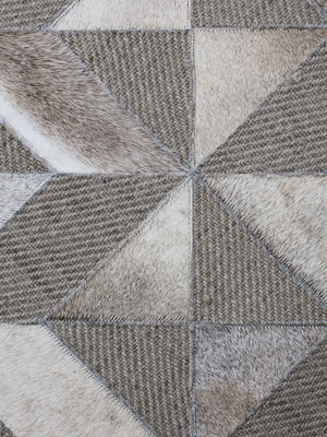 Luke Hide & Wool Geometric Rug - Grey