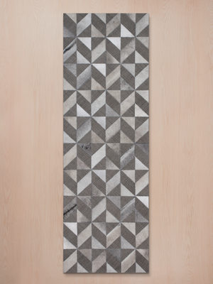 Luke Hide & Wool Geometric Rug - Grey