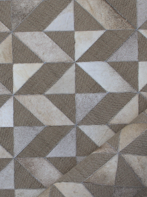 Luke Hide & Wool Geometric Rug - Grey