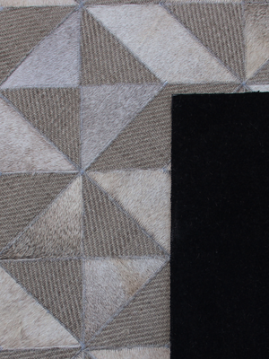 Luke Hide & Wool Geometric Rug - Grey