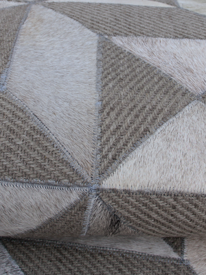 Luke Hide & Wool Geometric Rug - Grey