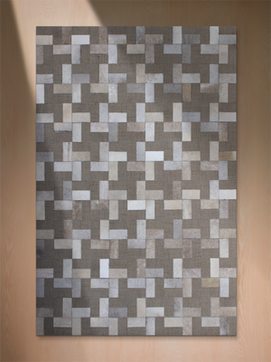 Esa Hide & Wool Geometric Rug - Grey