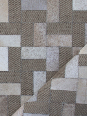 Esa Hide & Wool Geometric Rug - Grey