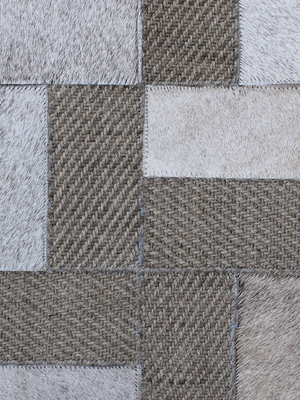 Esa Hide & Wool Geometric Rug - Grey