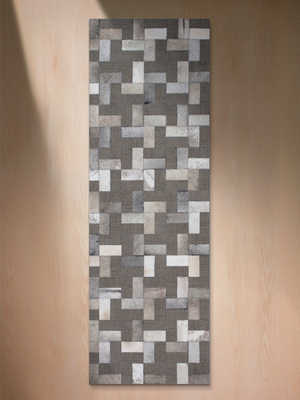 Esa Hide & Wool Geometric Rug - Grey
