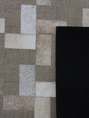 Esa Hide & Wool Geometric Rug - Grey