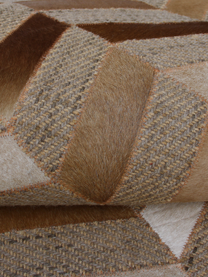 Ruhan Hide & Wool Geometric Rug - Rust