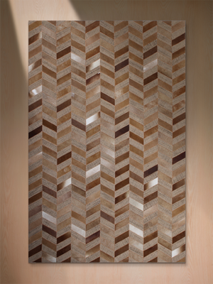 Ruhan Hide & Wool Geometric Rug - Rust