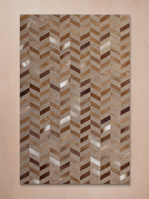 Ruhan Hide & Wool Geometric Rug - Rust