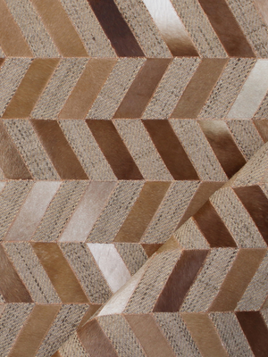 Ruhan Hide & Wool Geometric Rug - Rust