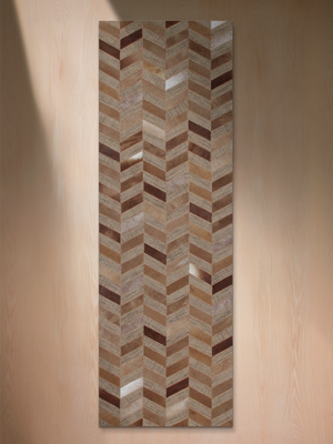 Ruhan Hide & Wool Geometric Rug - Rust