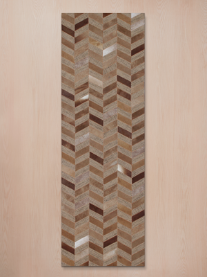Ruhan Hide & Wool Geometric Rug - Rust