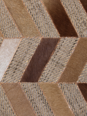 Ruhan Hide & Wool Geometric Rug - Rust