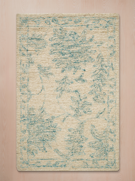 Tulip Hand-tufted Wool Persian Rug - Turquoise