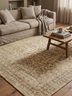 Laleh Hand-knotted Wool-Silk Persian Rug - Beige