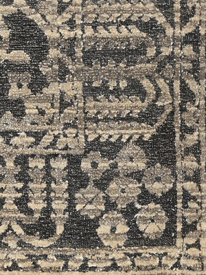 Nazneen Hand-knotted Wool-Silk Persian Rug - Charcoal