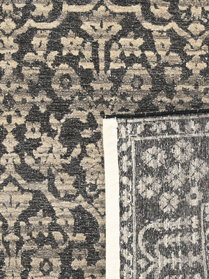 Nazneen Hand-knotted Wool-Silk Persian Rug - Charcoal
