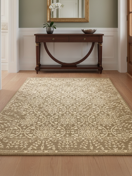 Shirin Brown Hand-knotted Wool-Silk Rug