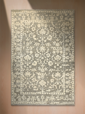 Anahita Grey Hand-knotted Wool-Silk Persian Rug - Grey