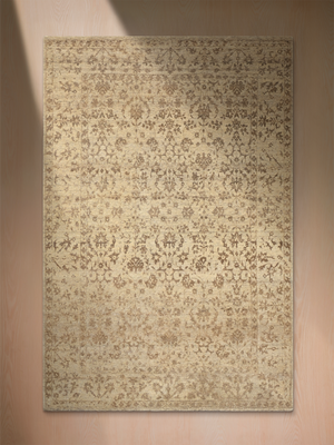 Mahtab Hand-knotted Wool-Silk Persian Rug - Beige