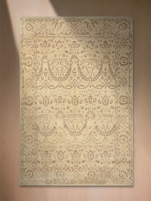 Royan Hand-knotted Wool-Silk Persian Rug - Beige