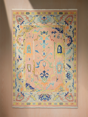 Vaayu Hand-knotted Wool Persian Rug - Coral