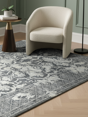 Lumira Hand-knotted Wool Persian Rug - Charcoal