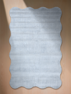 Reyma Hand-woven Scalloped Rug - Pale Blue