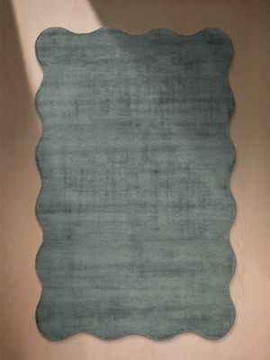 Aniera Hand-woven Scalloped Rug - Sage Grey