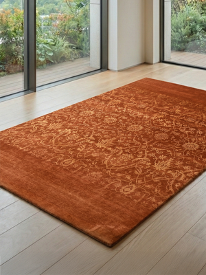 Rustic Aura Hand-knotted Wool & Silk Persian Rug - Rust