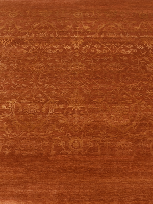 Rustic Aura Hand-knotted Wool & Silk Persian Rug - Rust