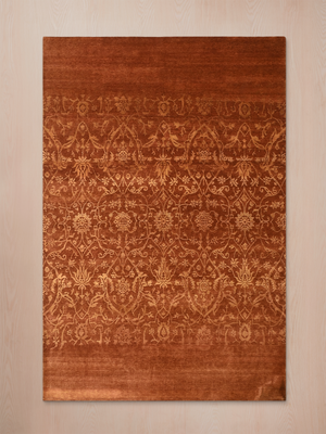 Rustic Aura Hand-knotted Wool & Silk Persian Rug - Rust