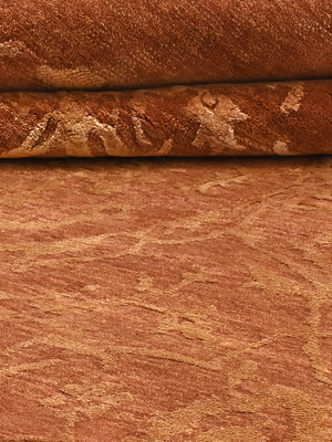 Rustic Aura Hand-knotted Wool & Silk Persian Rug - Rust