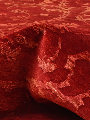 Mohair Hand-knotted Wool & Silk Persian Rug - Rust