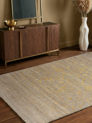 Erbe Hand-knotted Wool & Silk Persian Rug - Beige