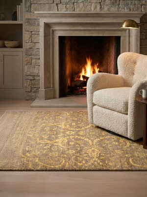 Gulnar Hand-knotted Wool & Silk Persian Rug - Ochre