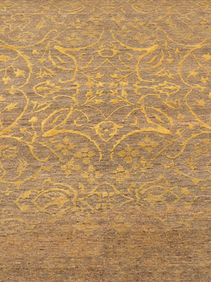 Gulnar Hand-knotted Wool & Silk Persian Rug - Ochre
