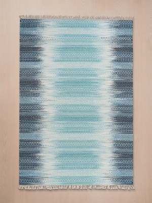 Boyana Hand-woven Wool Kilim Rug - Blue