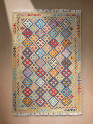 Mervyn Hand-woven Wool Kilim Rug - Beige
